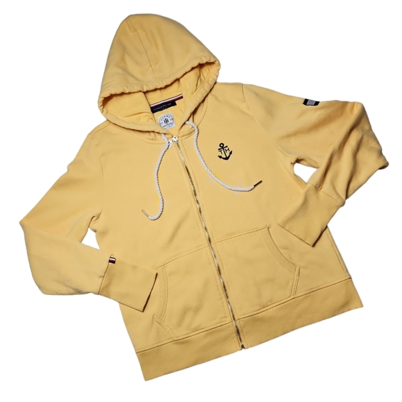 Tommy Hilfiger Zip Hoodie Yellow Sz Large - Picture 1 of 3